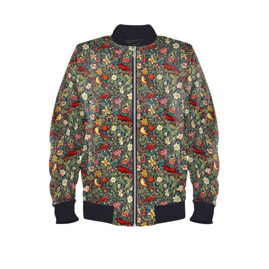 Blooming Birds Unisex Reversible Silk Bomber Jacket