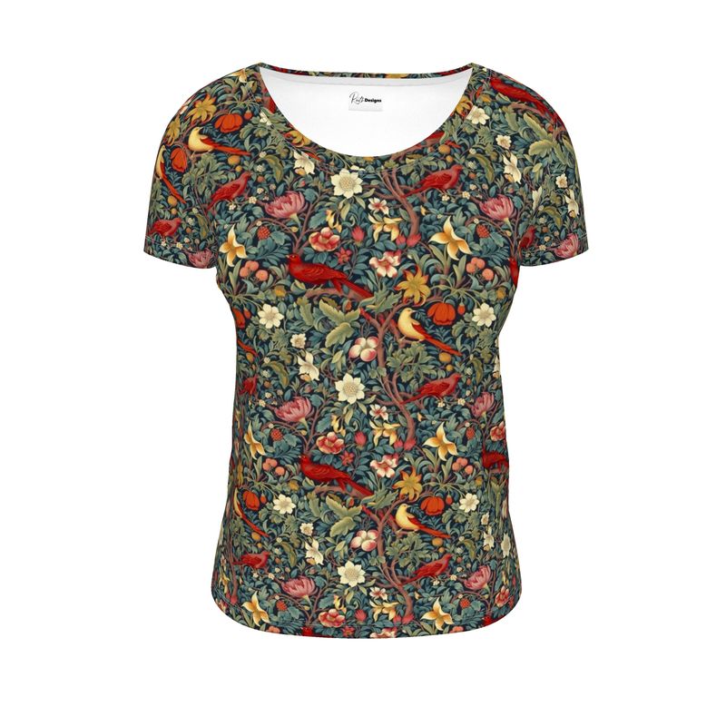 Blooming Birds Ladies Scoop Neck T-Shirt