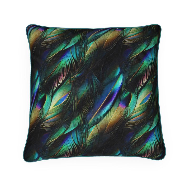 Iridescent Peacock Feathers Cushions