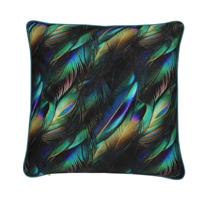 Iridescent Peacock Feathers Cushions