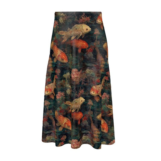 Koi Pond Impressionist Midi Skirt
