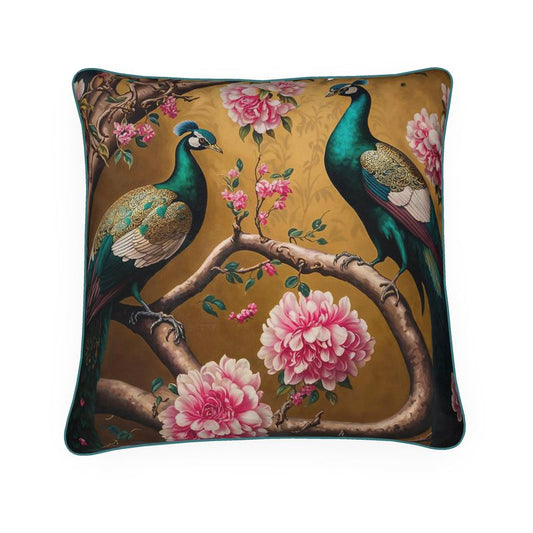 Golden Sakura Peacock Elegance Cushions
