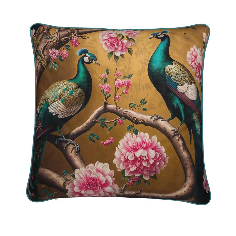 Golden Sakura Peacock Elegance Cushions