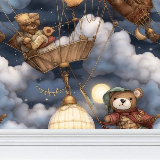 Pirate Teddies Skyward Bound Repeat Pattern Wallpaper