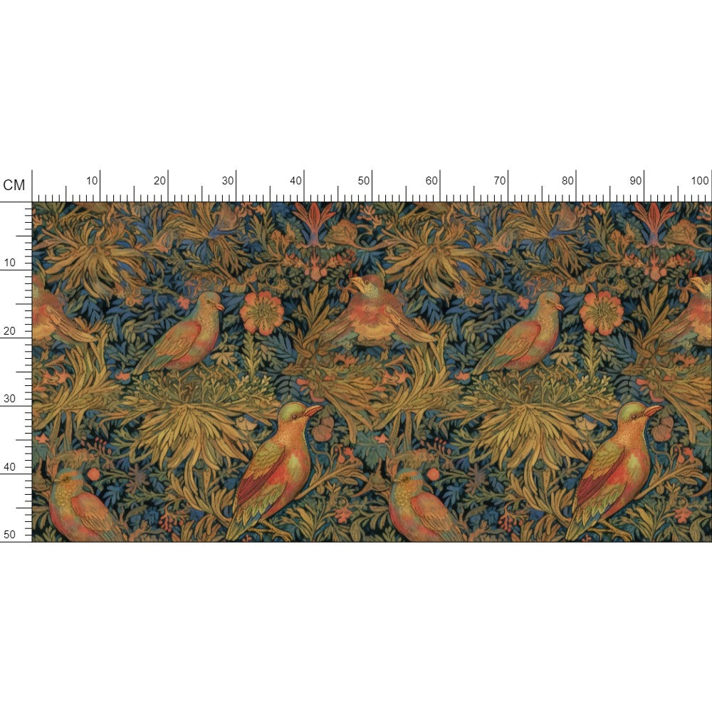 Tudor Birds Repeat Pattern Fabric